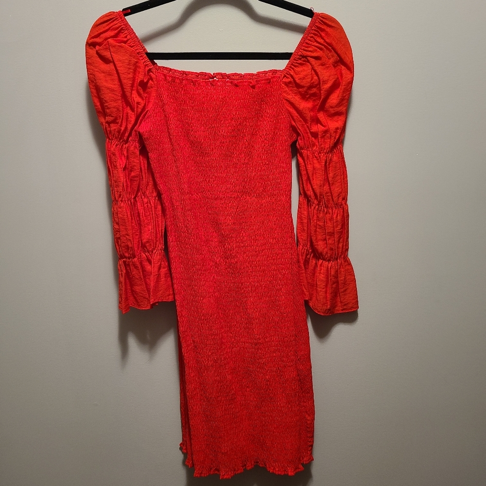 Red Puffy Sleeve Dress